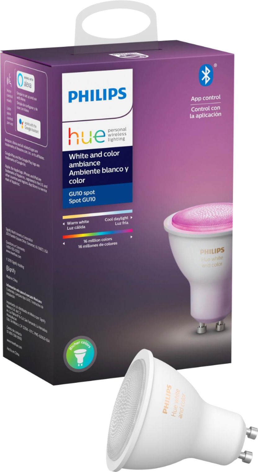 Philips - Hue White & Color Ambiance GU10 Bluetooth Smart LED Bulb - Multicolor