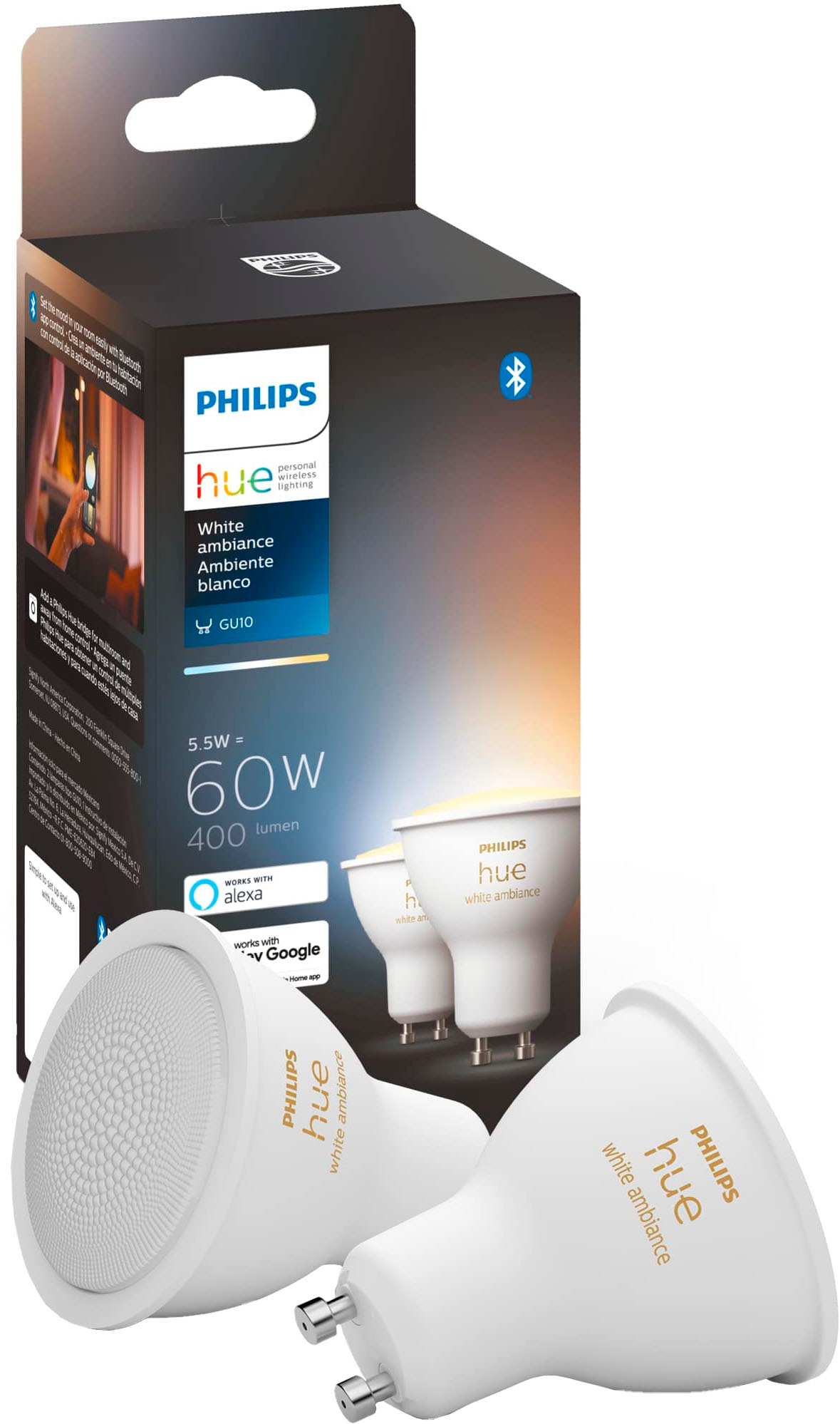 Philips Hue GU10 Bluetooth Bulb (2-pack) Ambiance 542407 Best Buy