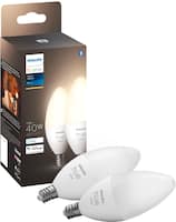 Philips - Hue White E12 Bluetooth Smart LED Decorative Candle Bulb (2-Pack) - White - Front_Zoom
