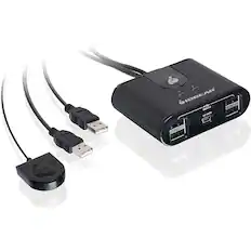 Front. IOGEAR - 2x4 USB 2.0 Peripheral Sharing Switch - Black.