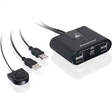 Front. IOGEAR - 2x4 USB 2.0 Peripheral Sharing Switch - Black.