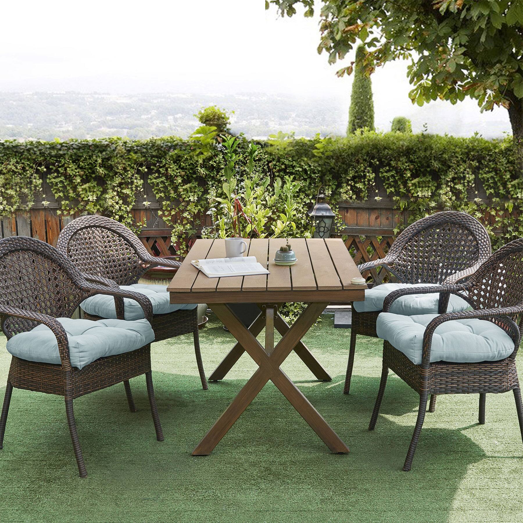 Alt View 1. Sweet Home Collection - Patio Cushions Indoor/Outdoor Chair Pads Tufted 19" x 19", 2-Pack - Light Blue.