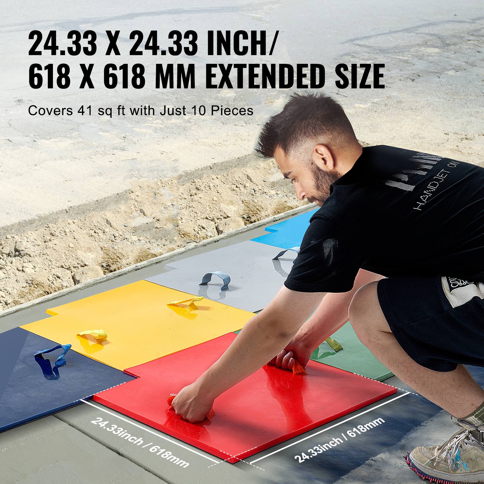 24.33 X 24.33 INCH / 618 X 618 MM EXTENDED SIZE  
Covers 41 sq ft with Just 10 Pieces  

24.33inch / 618mm  
24.33inch / 618mm