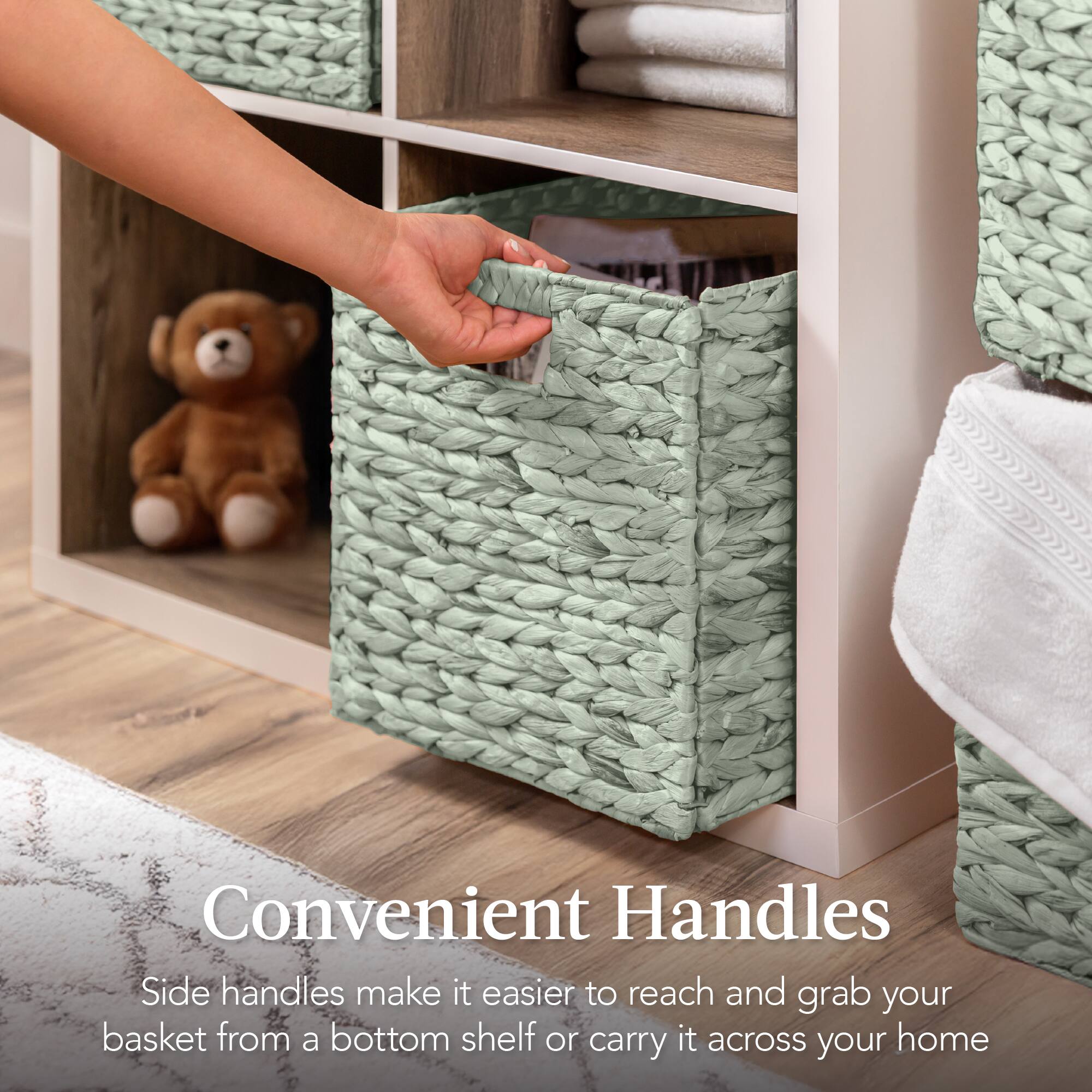 Convenient Handles

Side handles make it easier to reach and grab your basket from a bottom shelf or carry it across your home