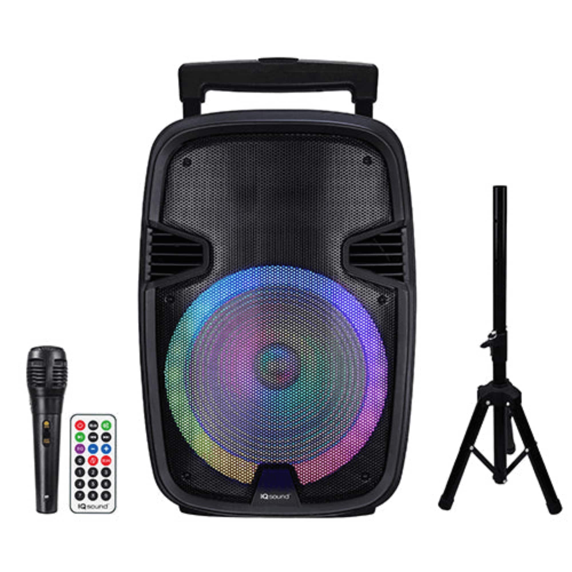 iQ Sound - 15" Portable Bluetooth Speaker with True Wireless Stereo & Mic - Black