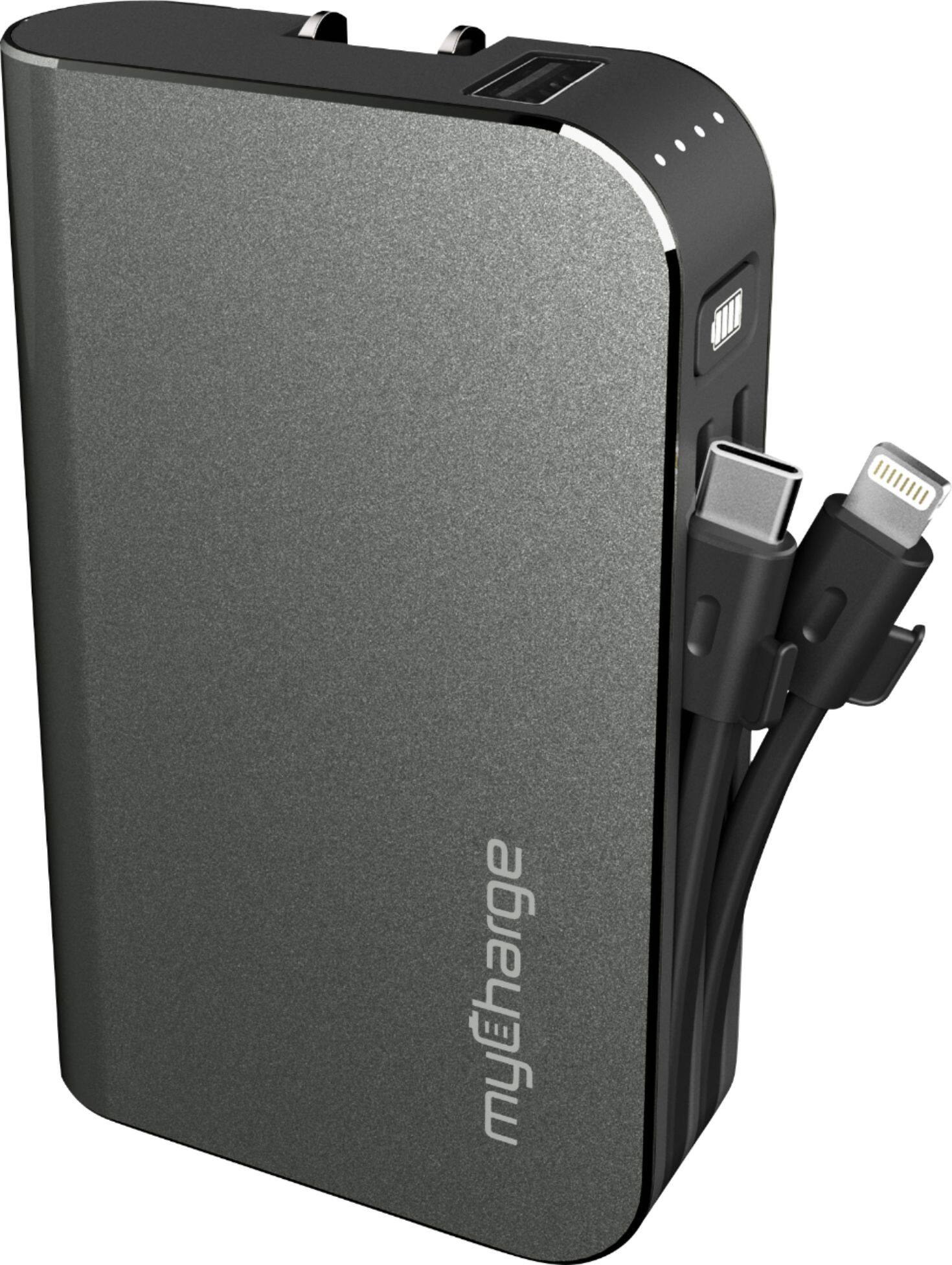 Front. myCharge - HUB Turbo 6700 mAh Portable Charger for Most Mobile Devices - Gray.