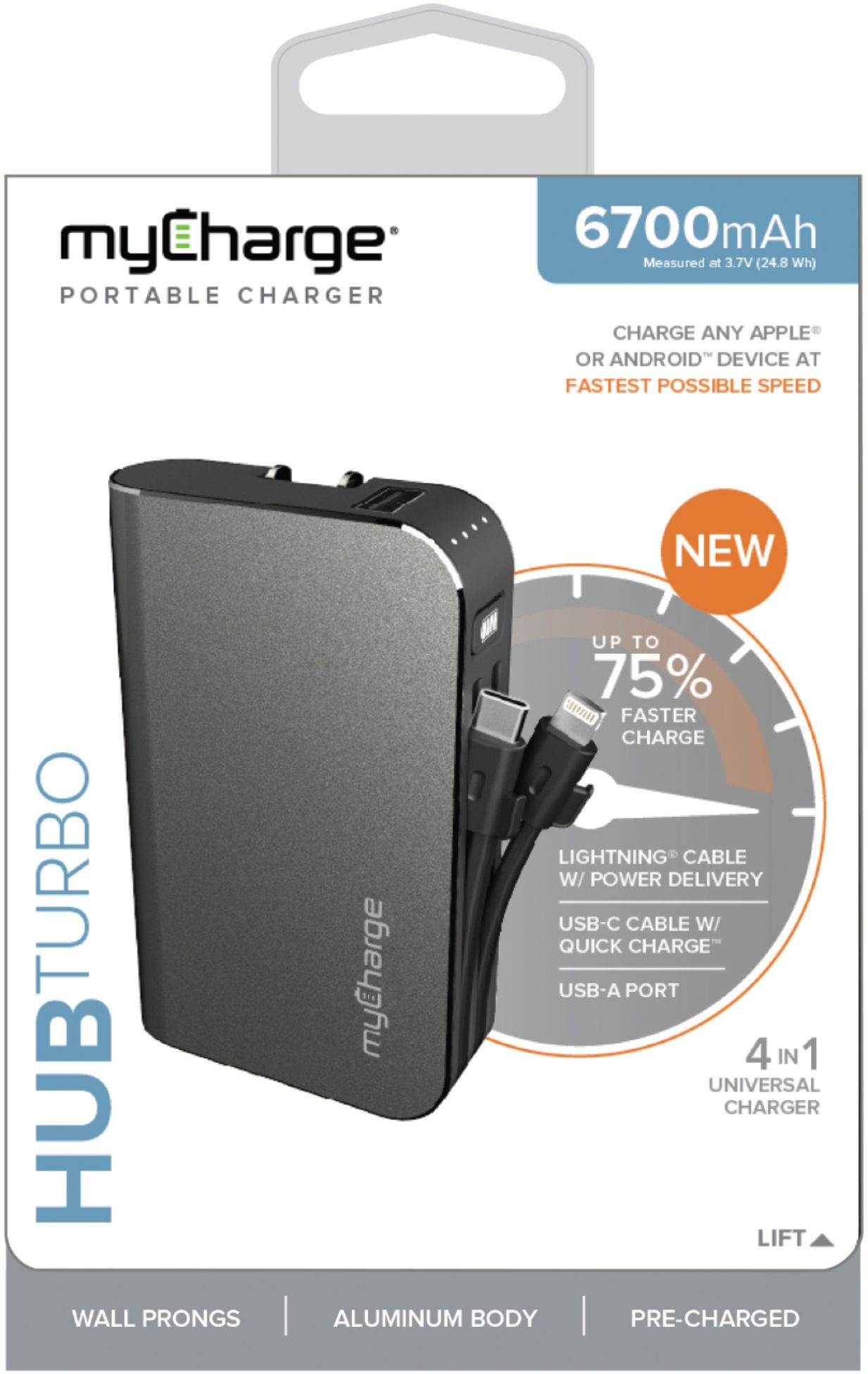 myCharge HUB Turbo 6700 mAh Charger for Most Mobile Devices Gray - Best Buy