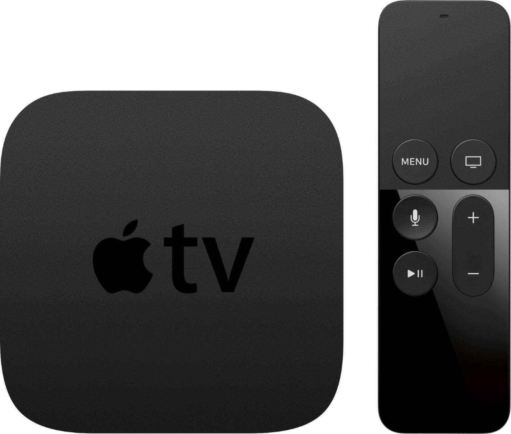 Front. Apple - Geek Squad Certified Refurbished Apple TV 32GB (4th Gen) Streaming Media Player - Black.