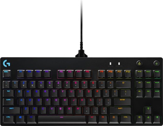 Front Zoom. Logitech - G PRO TKL Wired Mechanical GX Blue Clicky Switch Gaming Keyboard with RGB Backlighting - Black.
