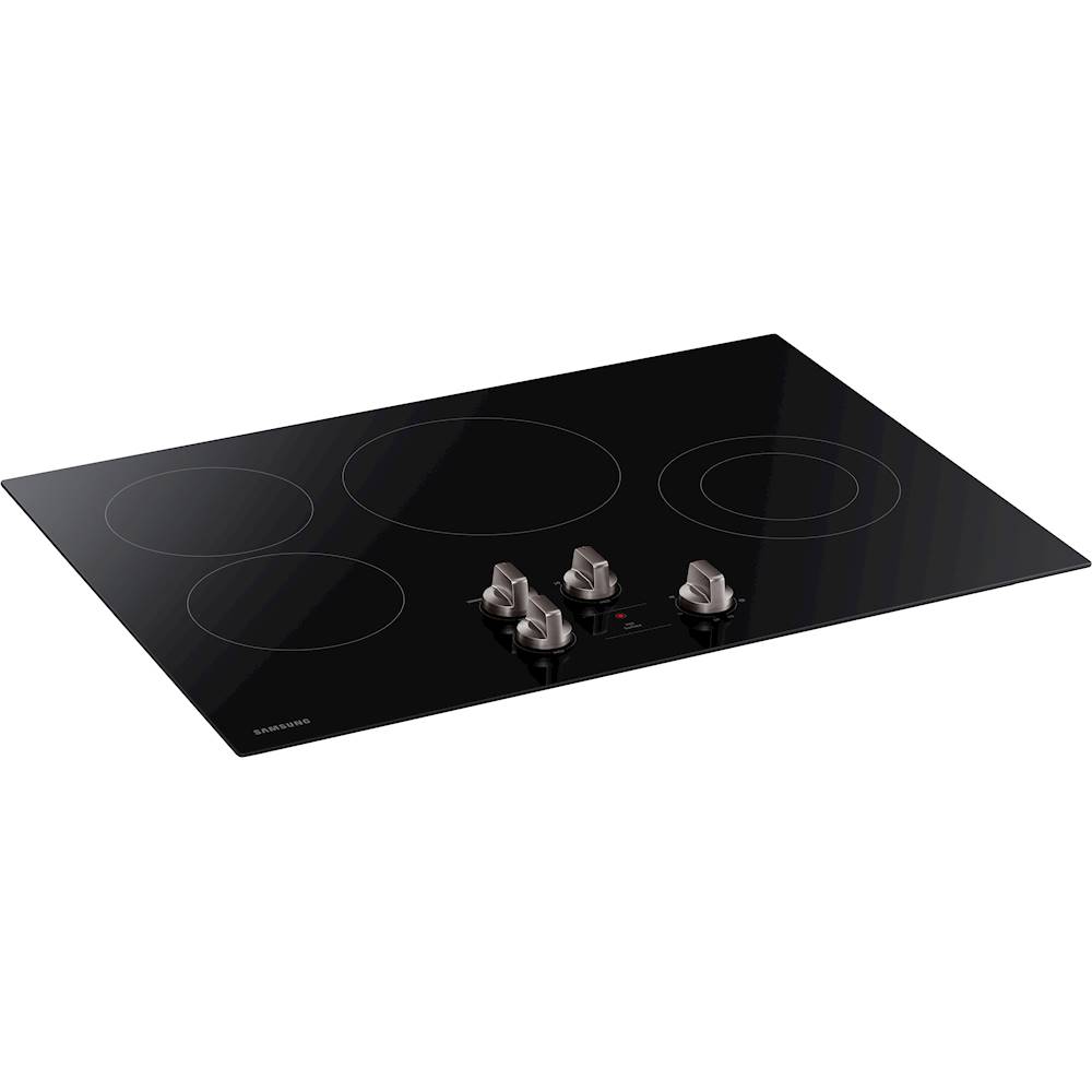 Angle View: Samsung - 30" Built-In Electric Cooktop - Black