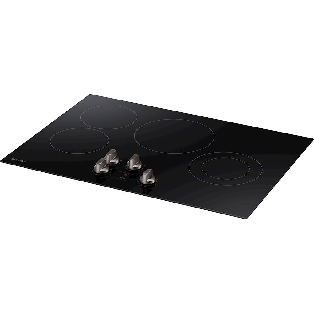 Left View: Samsung - 30" Built-In Electric Cooktop - Black