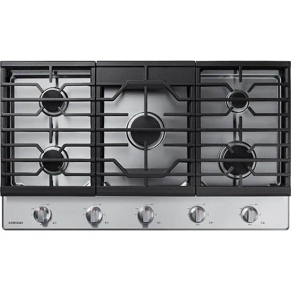Samsung - 36" Built-In Gas Cooktop with 5 Burners - Stainless Steel
