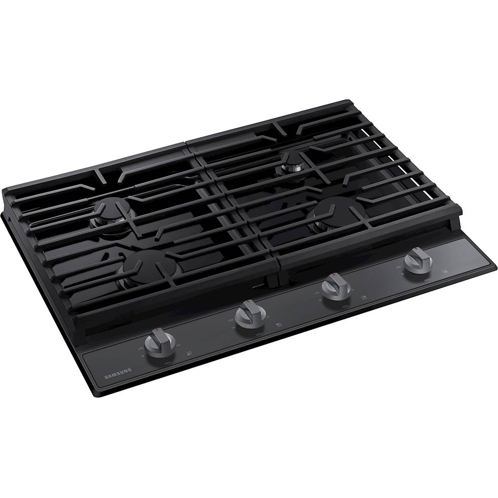 Angle View: Samsung - 30" Built-In Gas Cooktop with 4 Burners - Black stainless steel