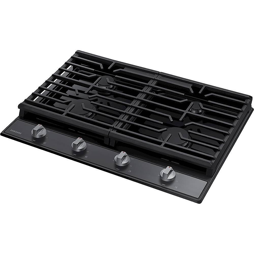 Left View: Samsung - 30" Built-In Gas Cooktop with 4 Burners - Black stainless steel