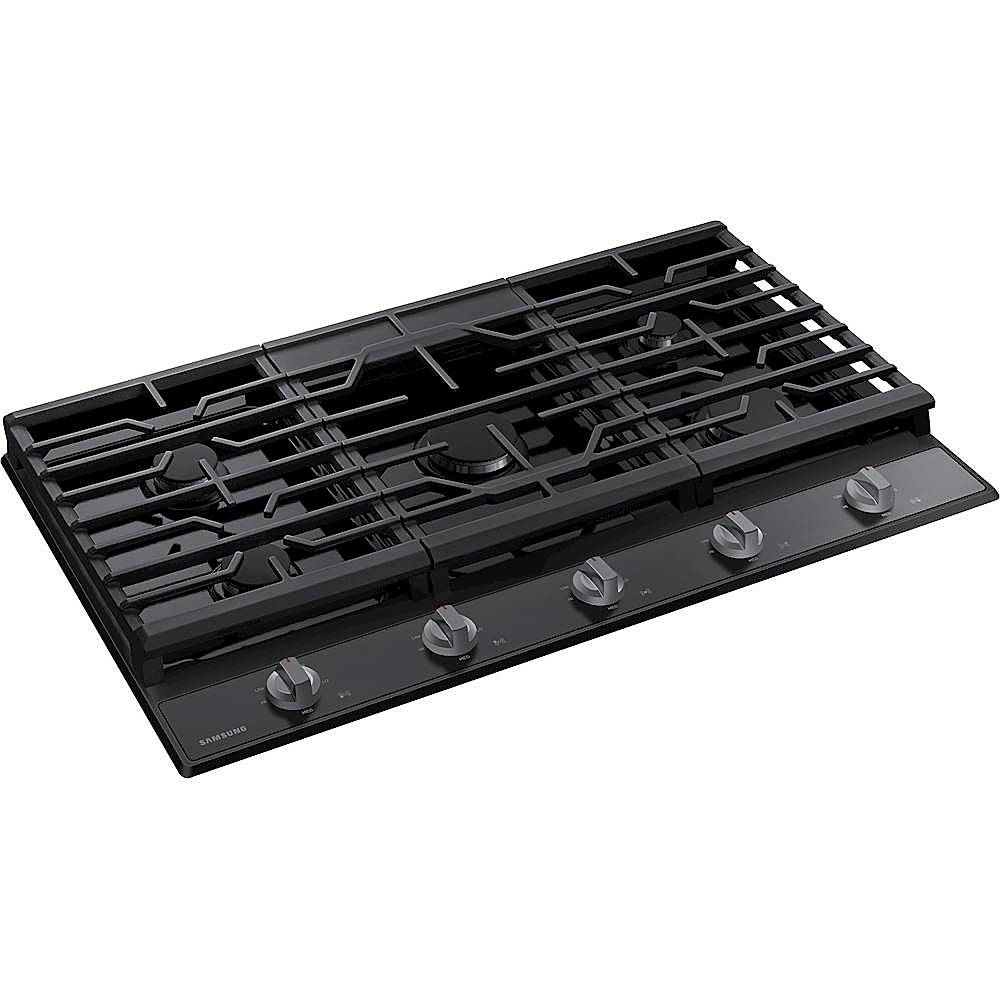 Angle View: Viking - Professional 7 Series Freestanding Double Oven Gas Convection Range - Cast black
