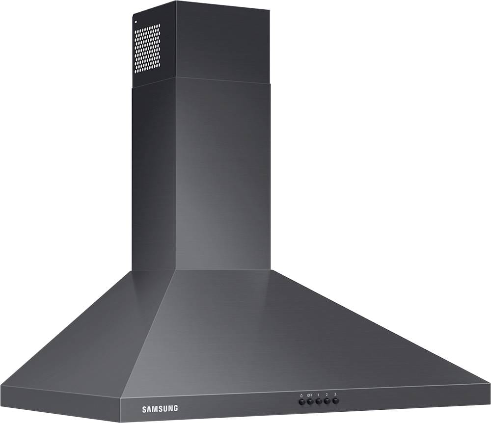 Angle. Samsung - 30" Convertible Range Hood - Black stainless steel.