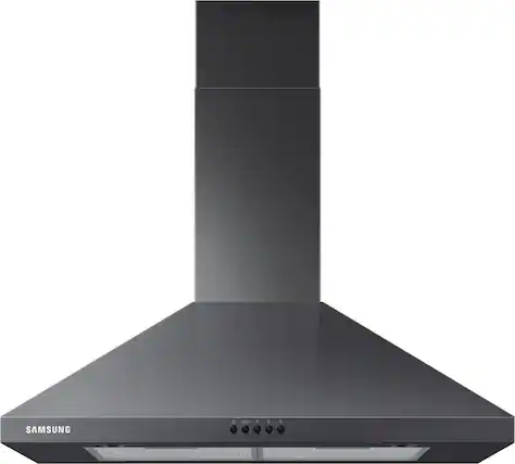 Front. Samsung - 30" Convertible Range Hood - Black stainless steel.