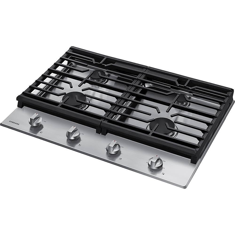 Left View: Bosch - 800 Series 30" Built-In Gas Cooktop with 5 burners - Stainless steel