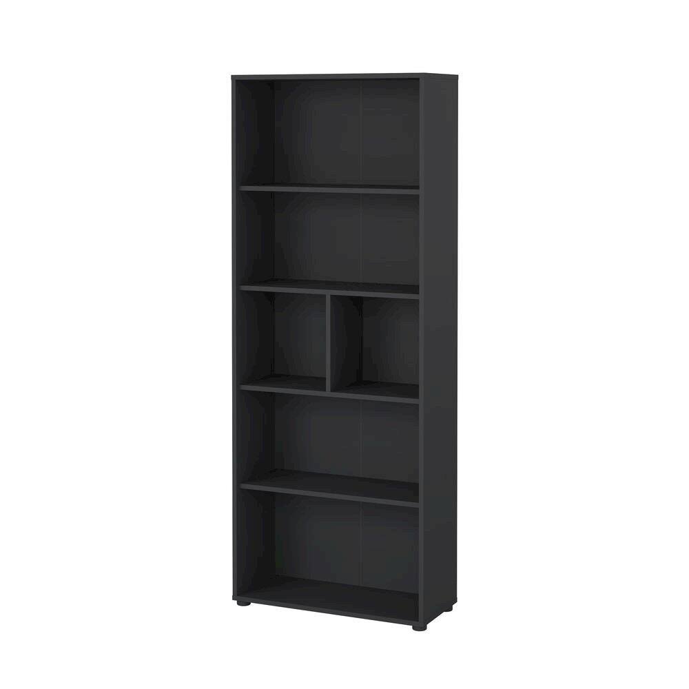 Back. FurniFact - Contemporary 6-Shelf Bookshelf for Bedroom, Office, or Living Room - Gray.