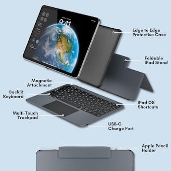 Macally iPad Pro 11 Inch Case with Keyboard and Track Pad (2024 Macally iPad Pro 11 Inch Case with Keyboard and Track Pad (2024