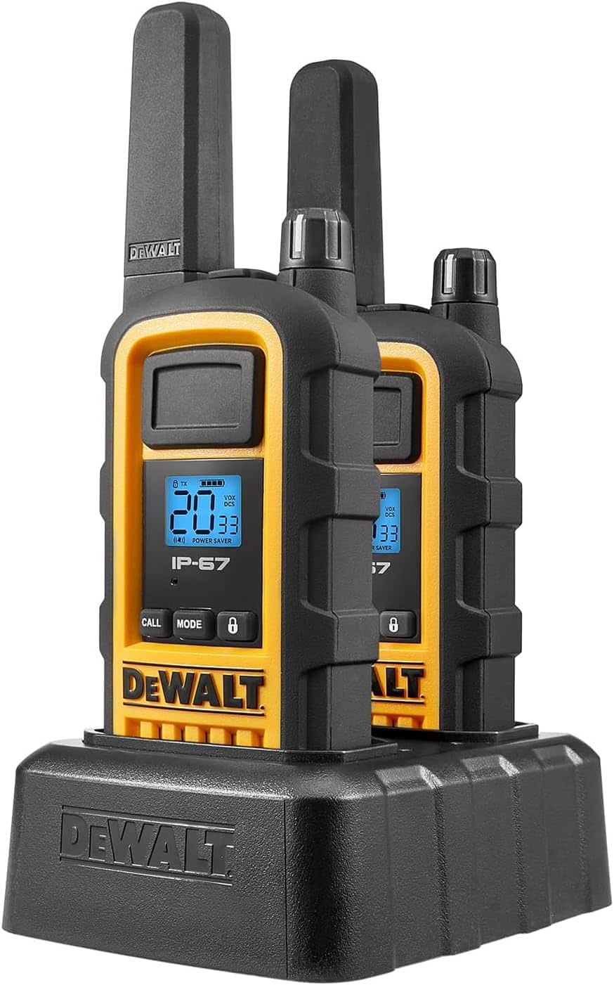 Dewalt - Heavy-Duty 2W Walkie Talkie and Headset Bundle 4pk - Yellow
