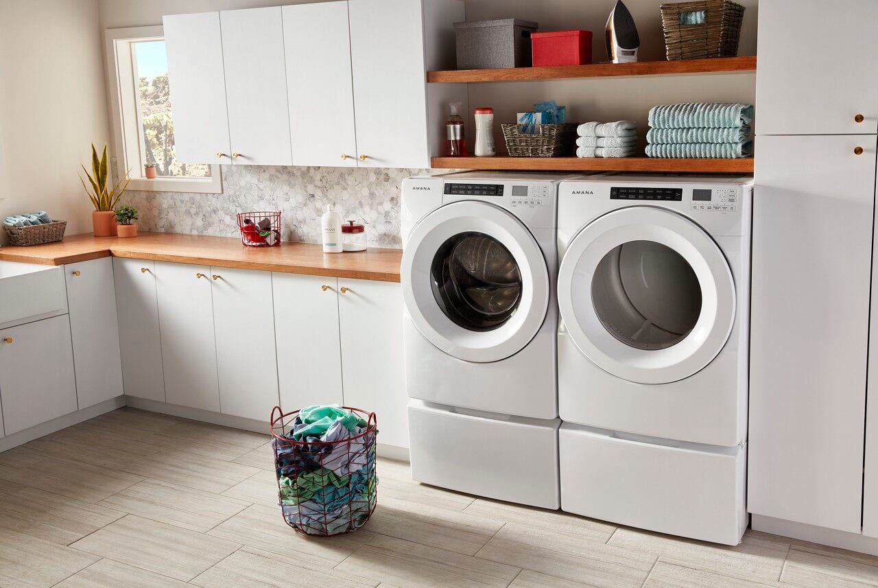 Alt View 13. Amana - 4.3 Cu. Ft. High Efficiency Stackable Front Load Washer with 14 Cycle Options - White.