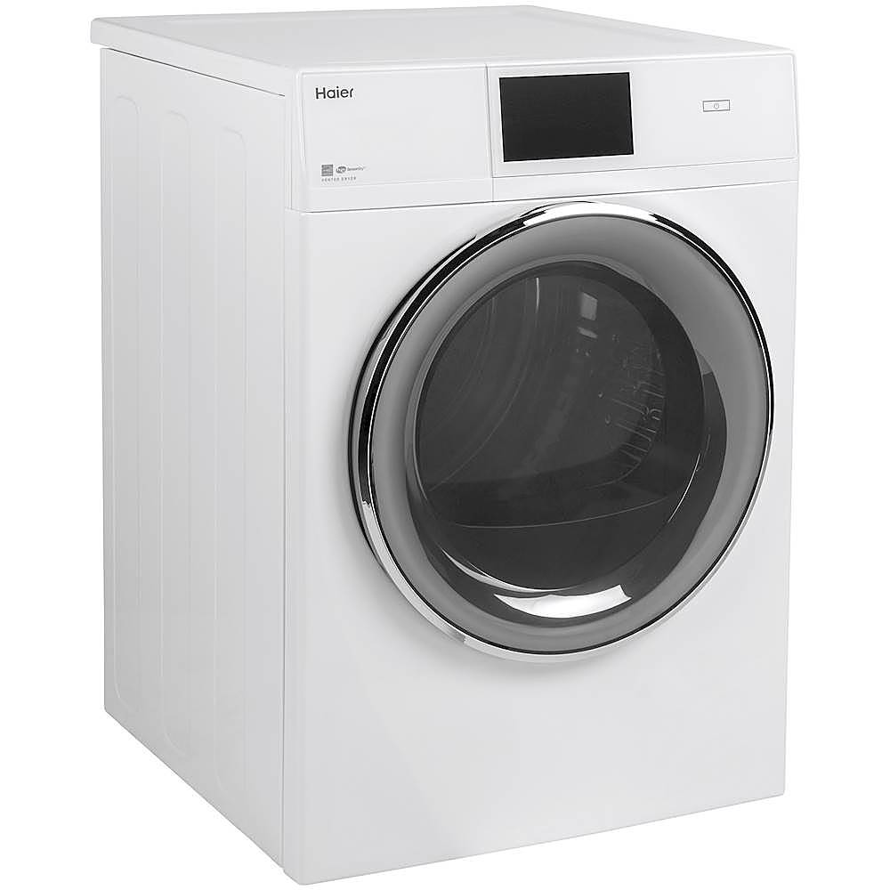 Angle View: Haier - 4.3 Cu. Ft. Stackable Smart Electric Dryer with LCD Display - White
