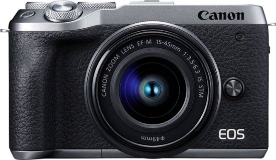 Front Zoom. Canon - EOS M6 Mark II Mirrorless Camera with EF-M 15-45mm Lens and EVF-DC2 Viewfinder - Silver.