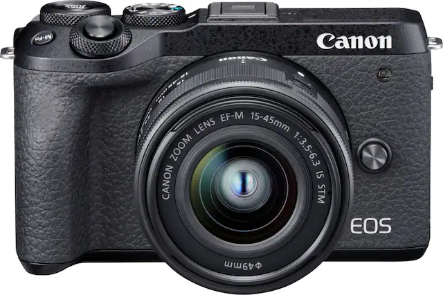 Front. Canon - EOS M6 Mark II Mirrorless Camera with EF-M 15-45mm Lens and EVF-DC2 Viewfinder - Black.