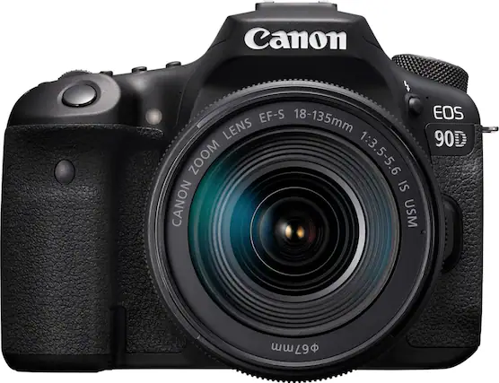 Front. Canon - EOS 90D DSLR Camera with EF-S 18-135mm Lens - Black.