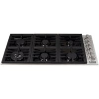 ZLINE - 36" Gas Cooktop with 6 Gas Burners and Black Porcelain Top - Black - Front_Zoom