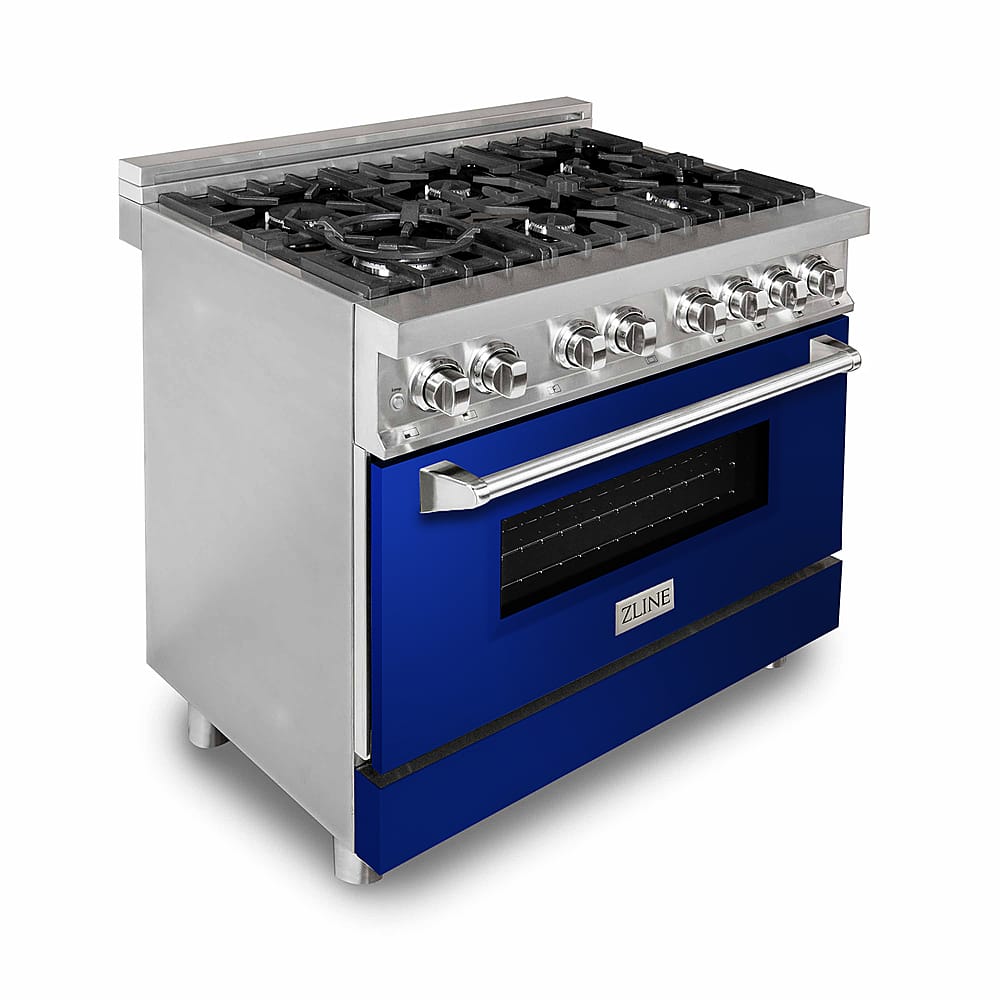 Angle View: ZLINE - Professional 4.6 Cu. Ft. Freestanding Gas Convection Range - Blue gloss