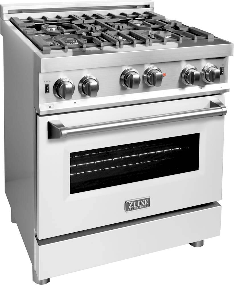 Angle View: ZLINE - Professional 4.0 Cu. Ft. Freestanding Gas Convection Range - Matte white