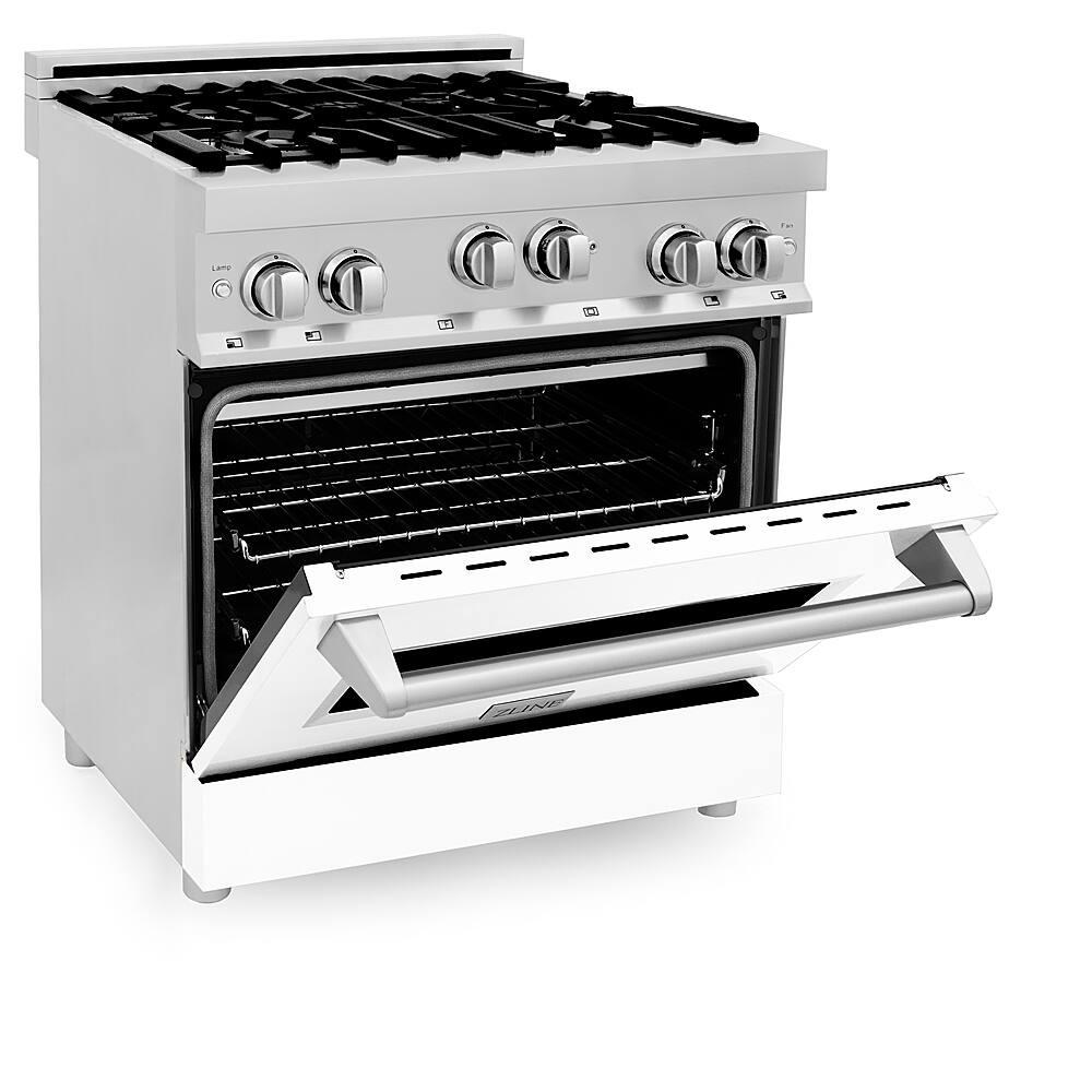 Left View: ZLINE - Professional 4.0 Cu. Ft. Freestanding Gas Convection Range - Matte white