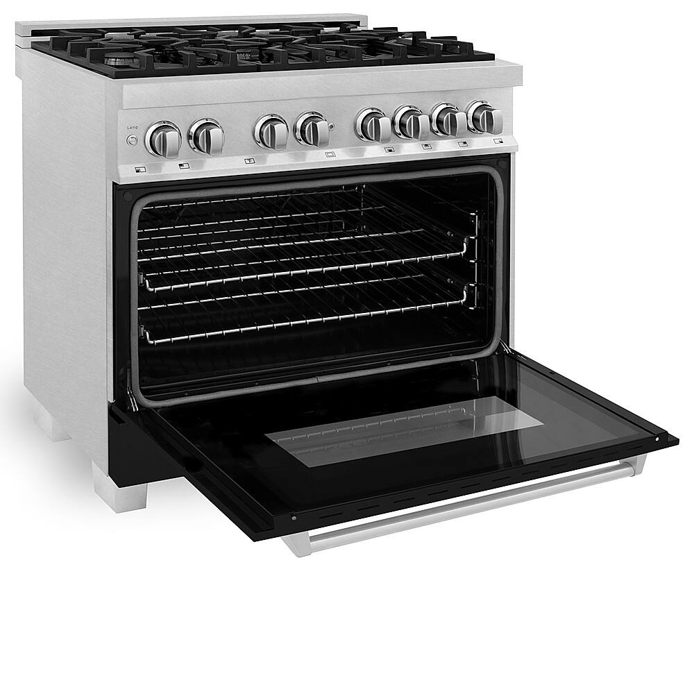 Left View: ZLINE - Professional 4.6 Cu. Ft. Freestanding Dual Fuel Convection Range - Black matte
