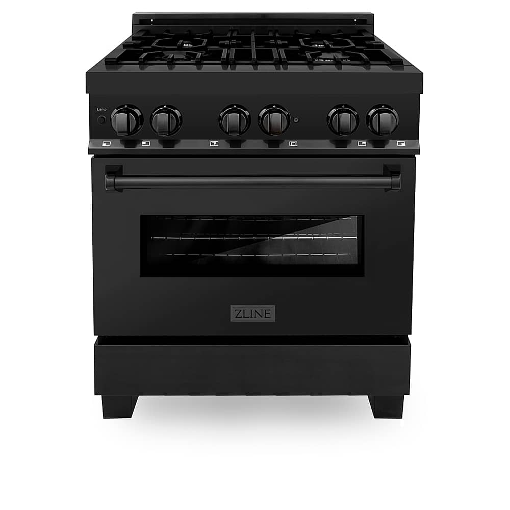 Alt View 12. ZLINE - Dual Fuel Range with Gas Stove and Electric Oven - Black Stainless Steel.