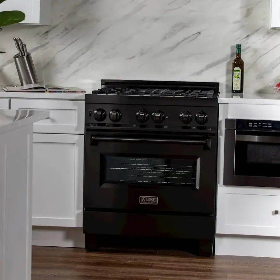 Alt View 13. ZLINE - Dual Fuel Range with Gas Stove and Electric Oven - Black Stainless Steel.