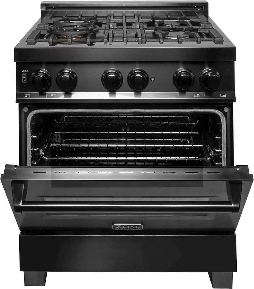 Alt View 15. ZLINE - Dual Fuel Range with Gas Stove and Electric Oven - Black Stainless Steel.
