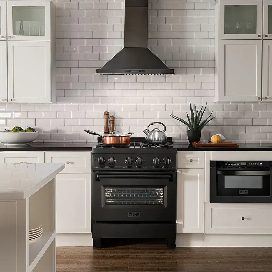 Alt View 16. ZLINE - Dual Fuel Range with Gas Stove and Electric Oven - Black Stainless Steel.