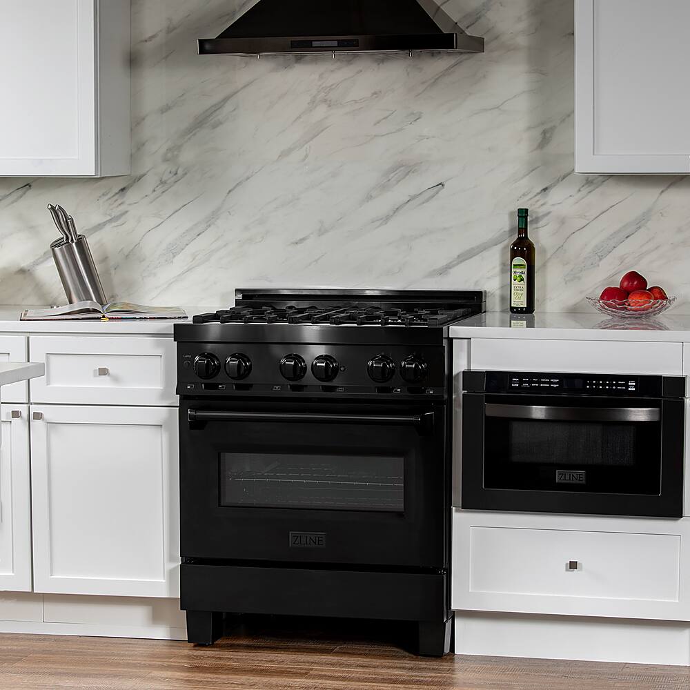 Alt View 17. ZLINE - Dual Fuel Range with Gas Stove and Electric Oven - Black Stainless Steel.