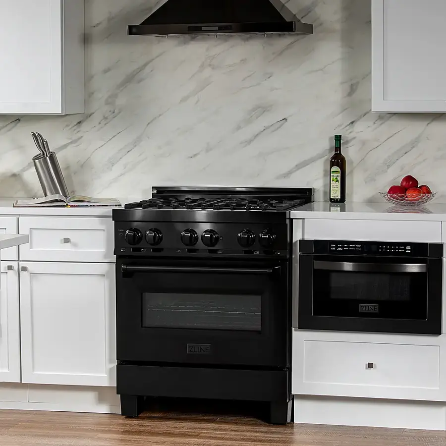 Alt View 17. ZLINE - Dual Fuel Range with Gas Stove and Electric Oven - Black Stainless Steel.