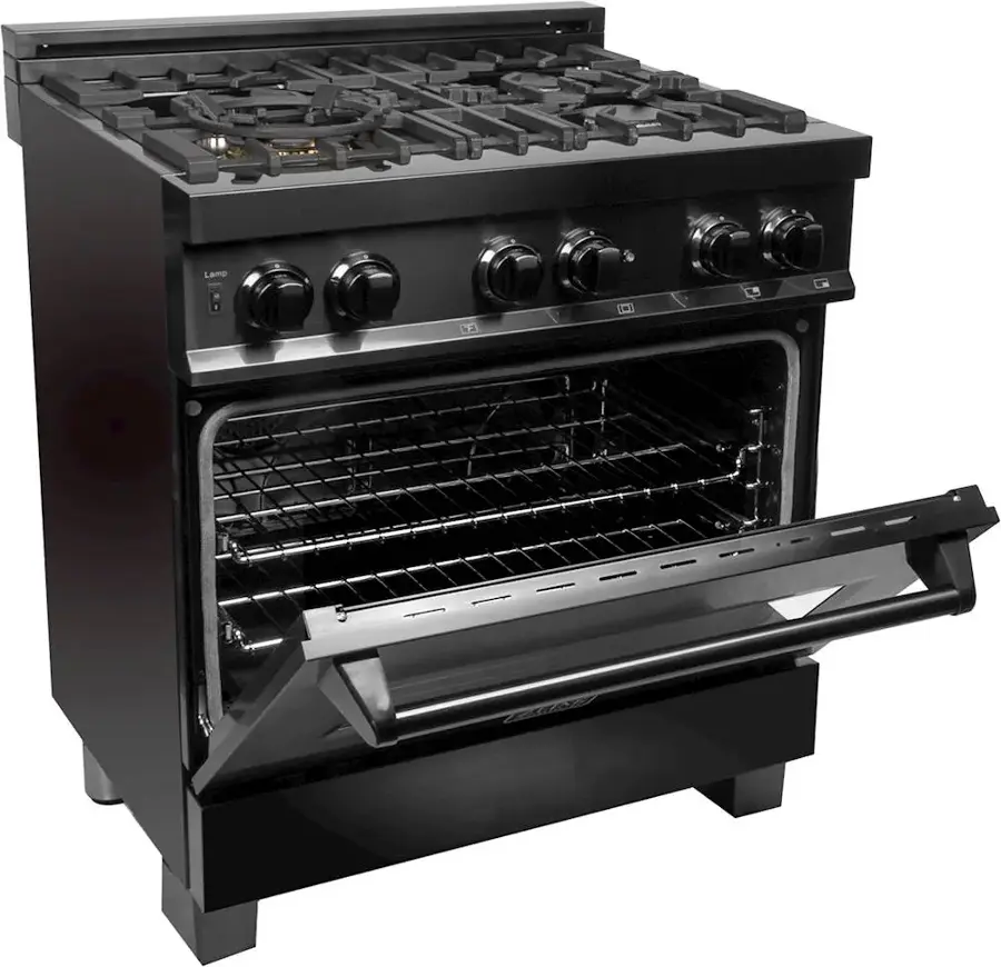 Alt View 18. ZLINE - Dual Fuel Range with Gas Stove and Electric Oven - Black Stainless Steel.
