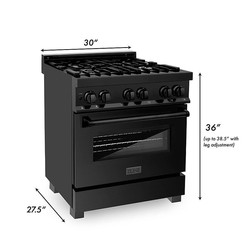 Alt View 11. ZLINE - Dual Fuel Range with Gas Stove and Electric Oven - Black Stainless Steel.
