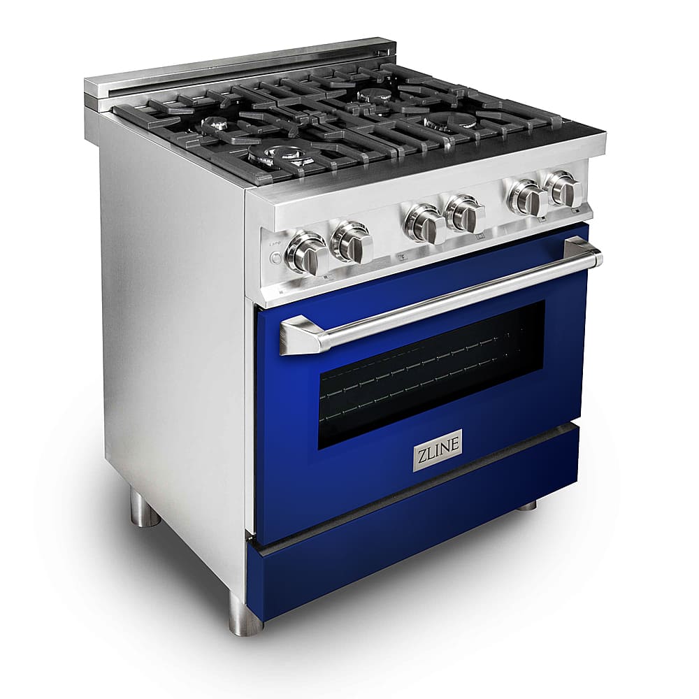 Front. ZLINE - Professional 4.6 Cu. Ft. Freestanding Dual Fuel Convection Range - Blue Gloss.
