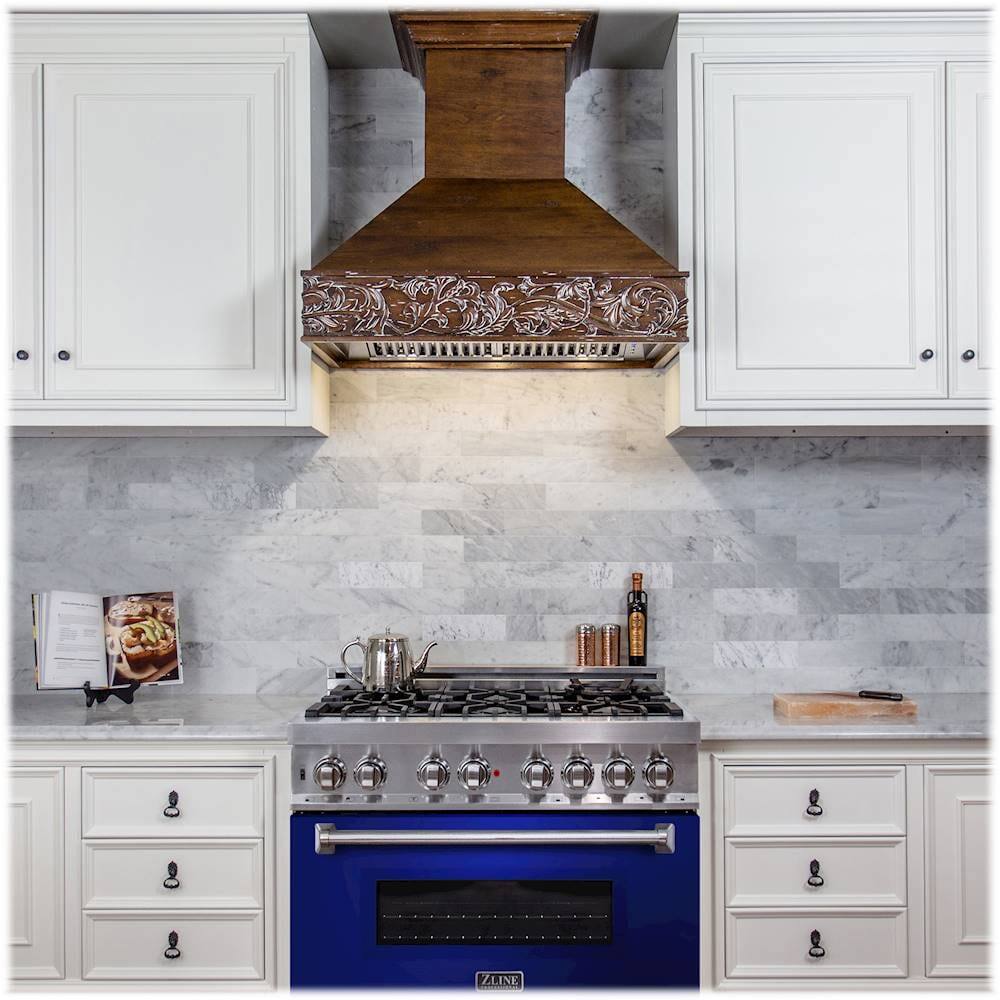 Alt View 14. ZLINE - Professional 4.6 Cu. Ft. Freestanding Dual Fuel Convection Range - Blue Gloss.