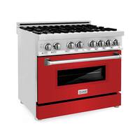 ZLINE - Professional 4.6 Cu. Ft. Freestanding Dual Fuel Convection Range - Matte Red - Front_Zoom