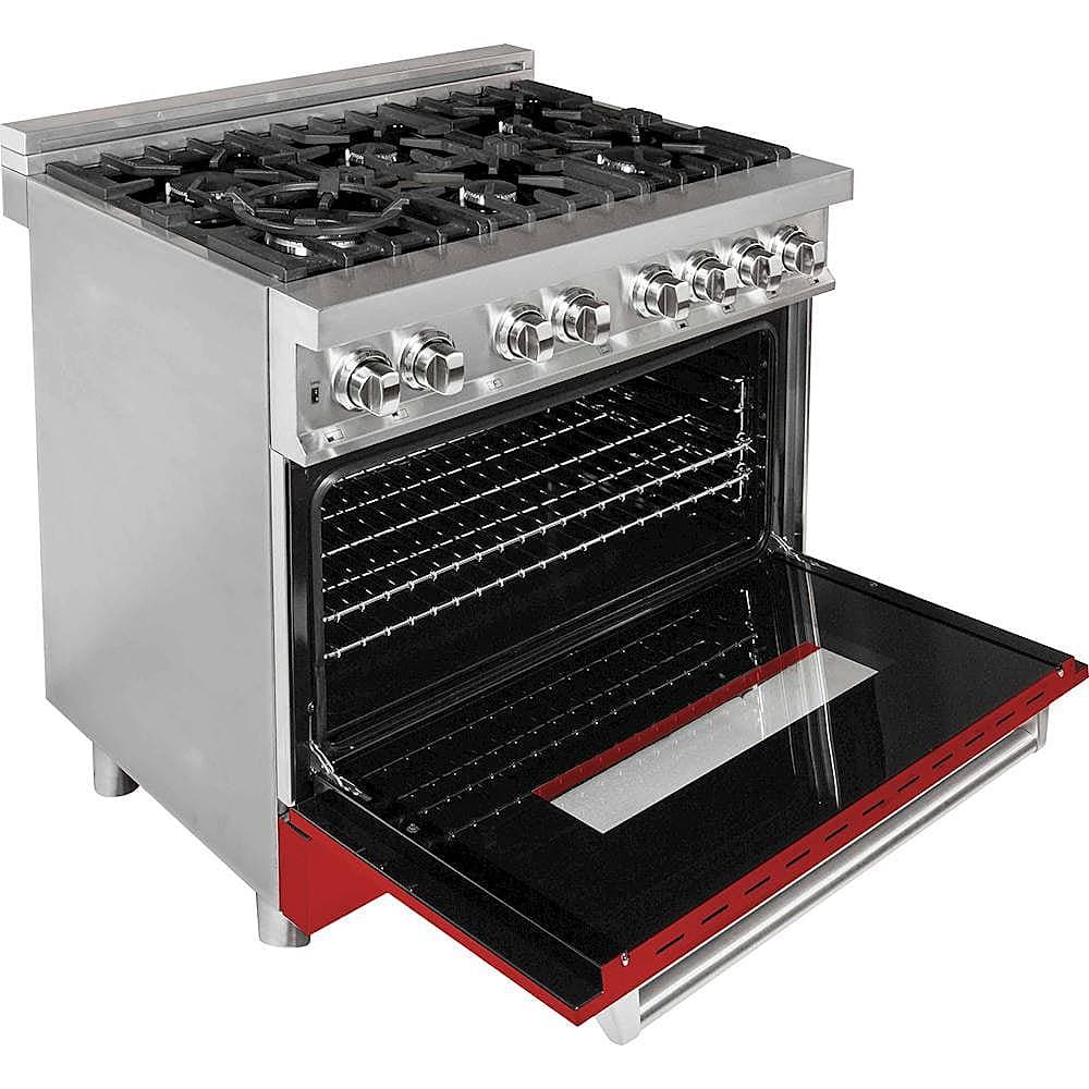 Alt View 11. ZLINE - Professional 4.6 Cu. Ft. Freestanding Dual Fuel Convection Range - Matte Red.