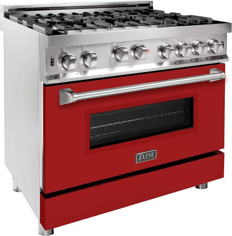 Angle View: ZLINE - Professional 4.6 Cu. Ft. Freestanding Gas Convection Range - Matte red