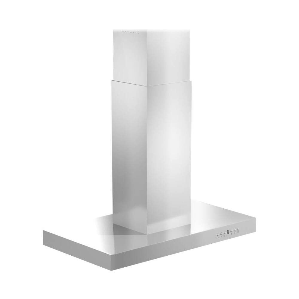 Left. ZLINE - 48" Externally Vented Range Hood - Stainless steel.