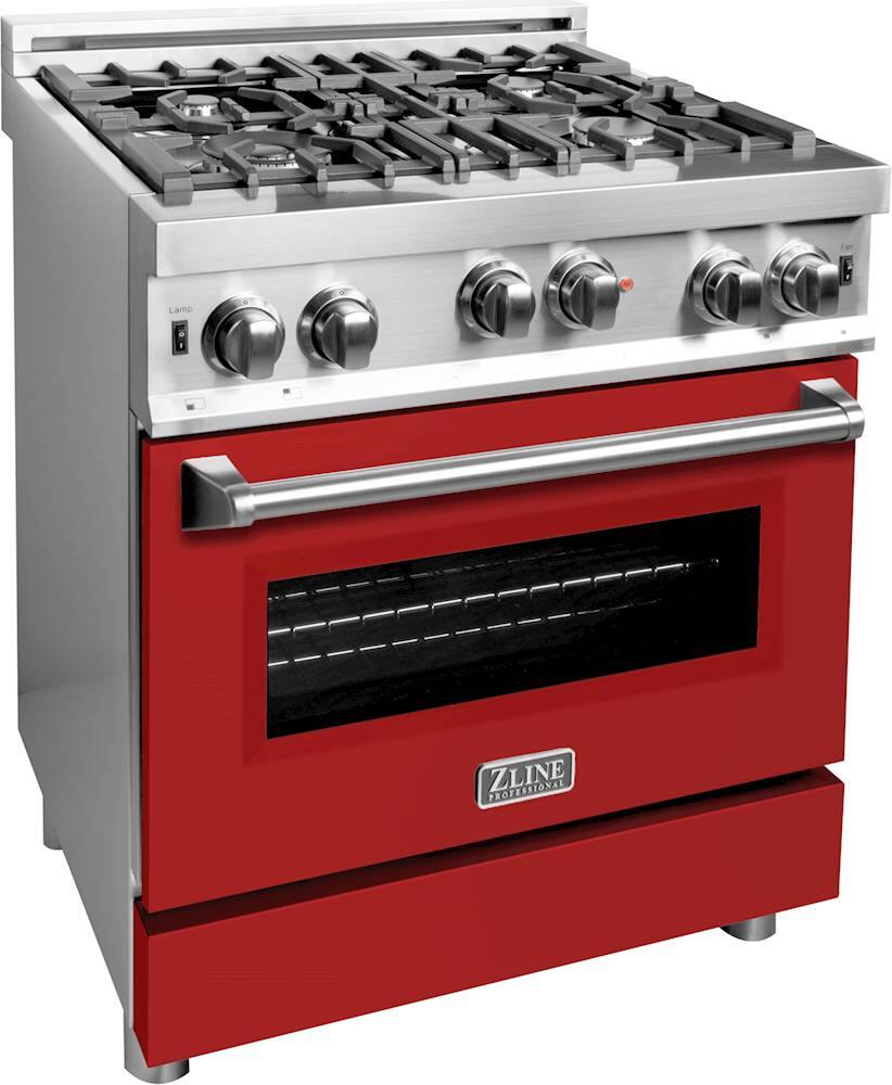 Angle View: ZLINE - Professional 4.0 Cu. Ft. Freestanding Gas Convection Range - Matte red